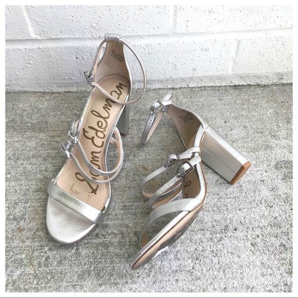 Sam Edelman Tammie Silver Ankle Strap Sandals - Picture 10 of 12